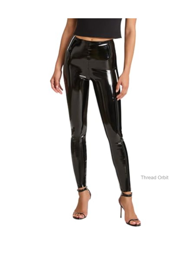 Faux Patent Leather Leggings With Internal Smoothing Waistband High Shine